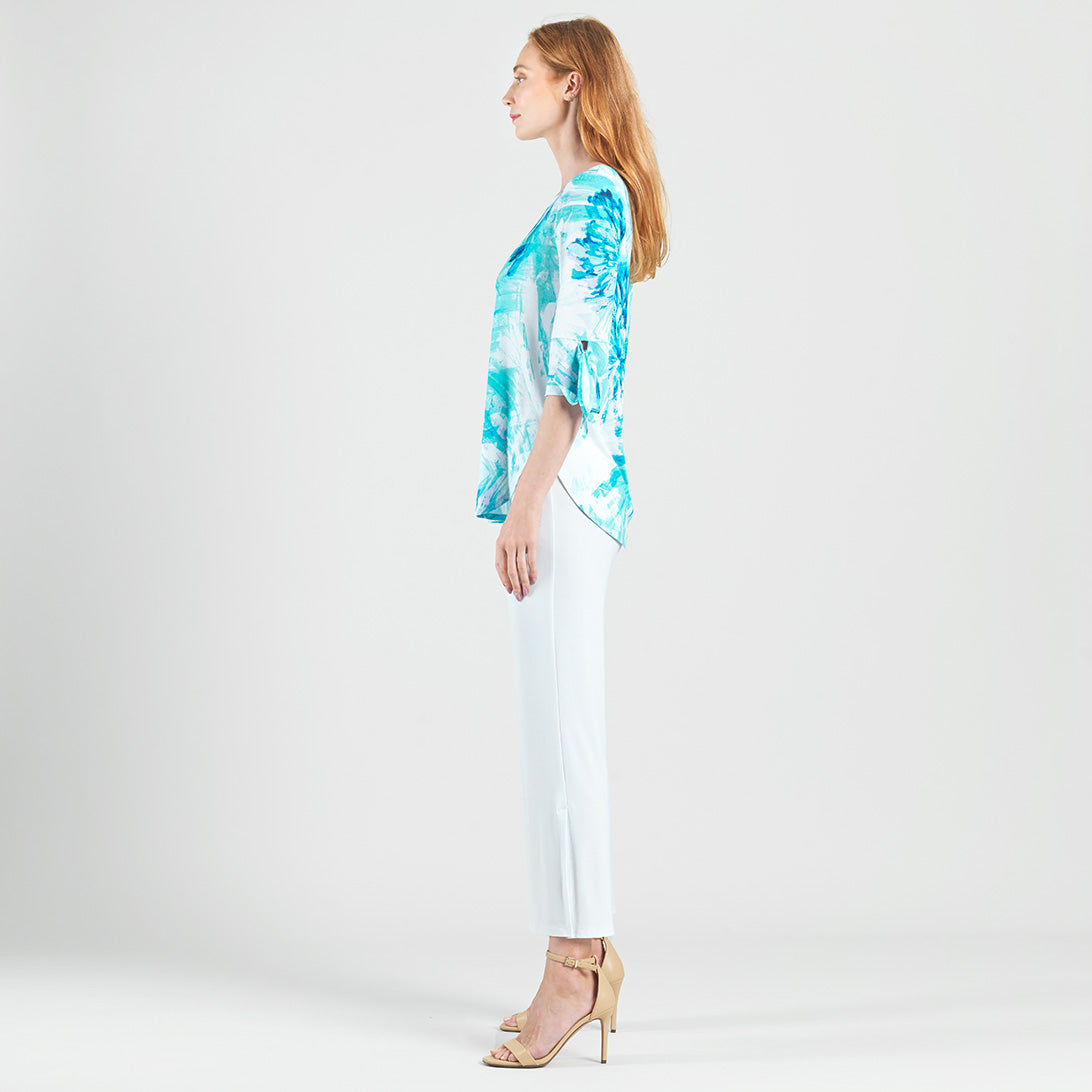 Tie Cuff Curved Hem Tunic - Ocean Petal - Final Sale | Clara Sunwoo Everyday