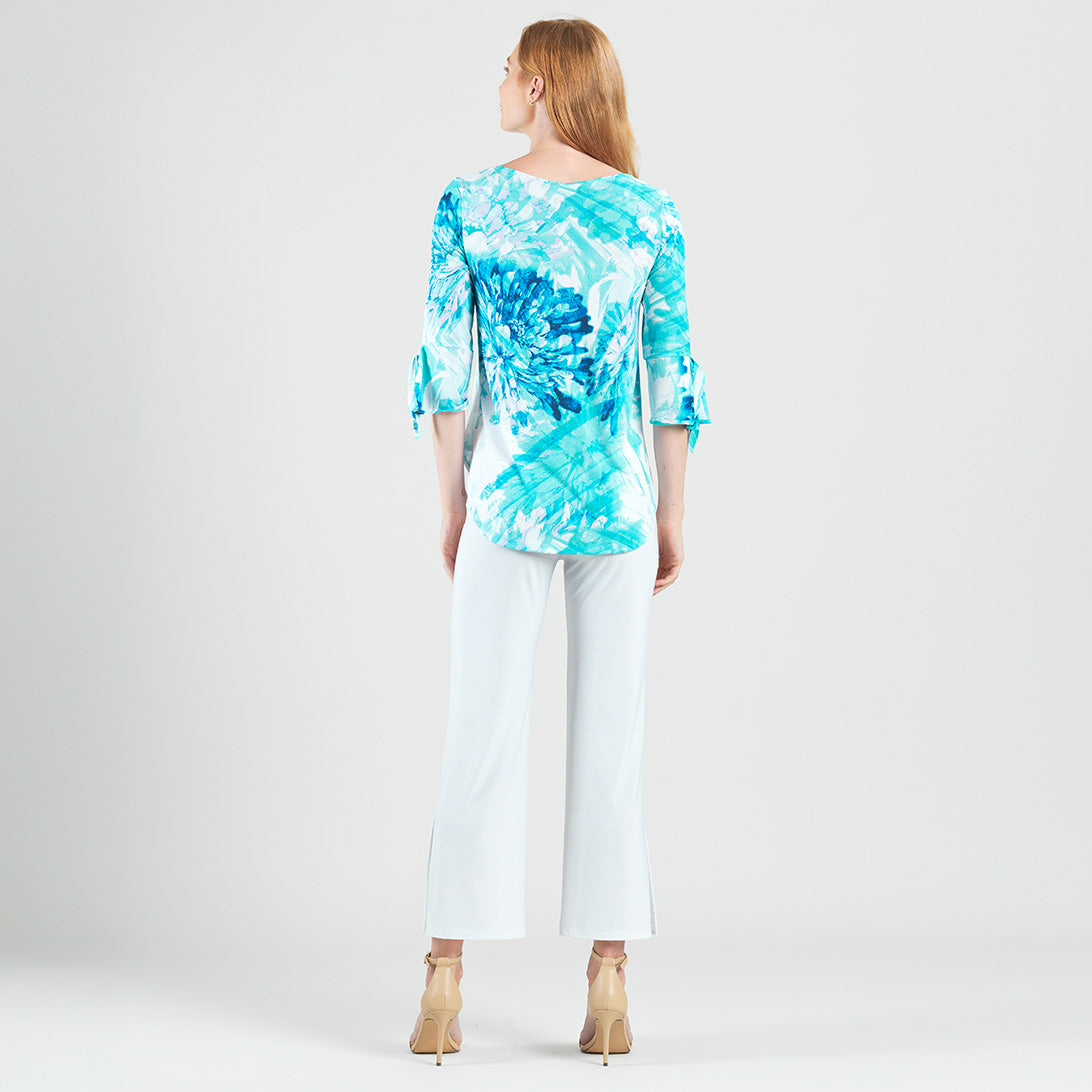 Tie Cuff Curved Hem Tunic - Ocean Petal - Final Sale | Clara Sunwoo Everyday