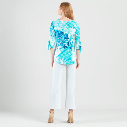 Tie Cuff Curved Hem Tunic - Ocean Petal - Final Sale | Clara Sunwoo Everyday