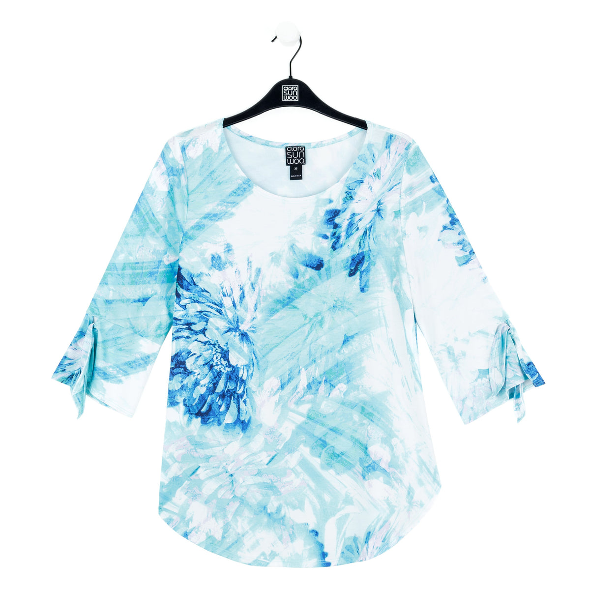 Tie Cuff Curved Hem Tunic - Ocean Petal - Final Sale | Clara Sunwoo Everyday