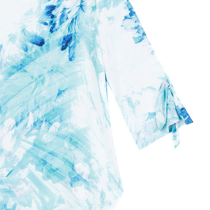 Tie Cuff Curved Hem Tunic - Ocean Petal - Final Sale | Clara Sunwoo Everyday