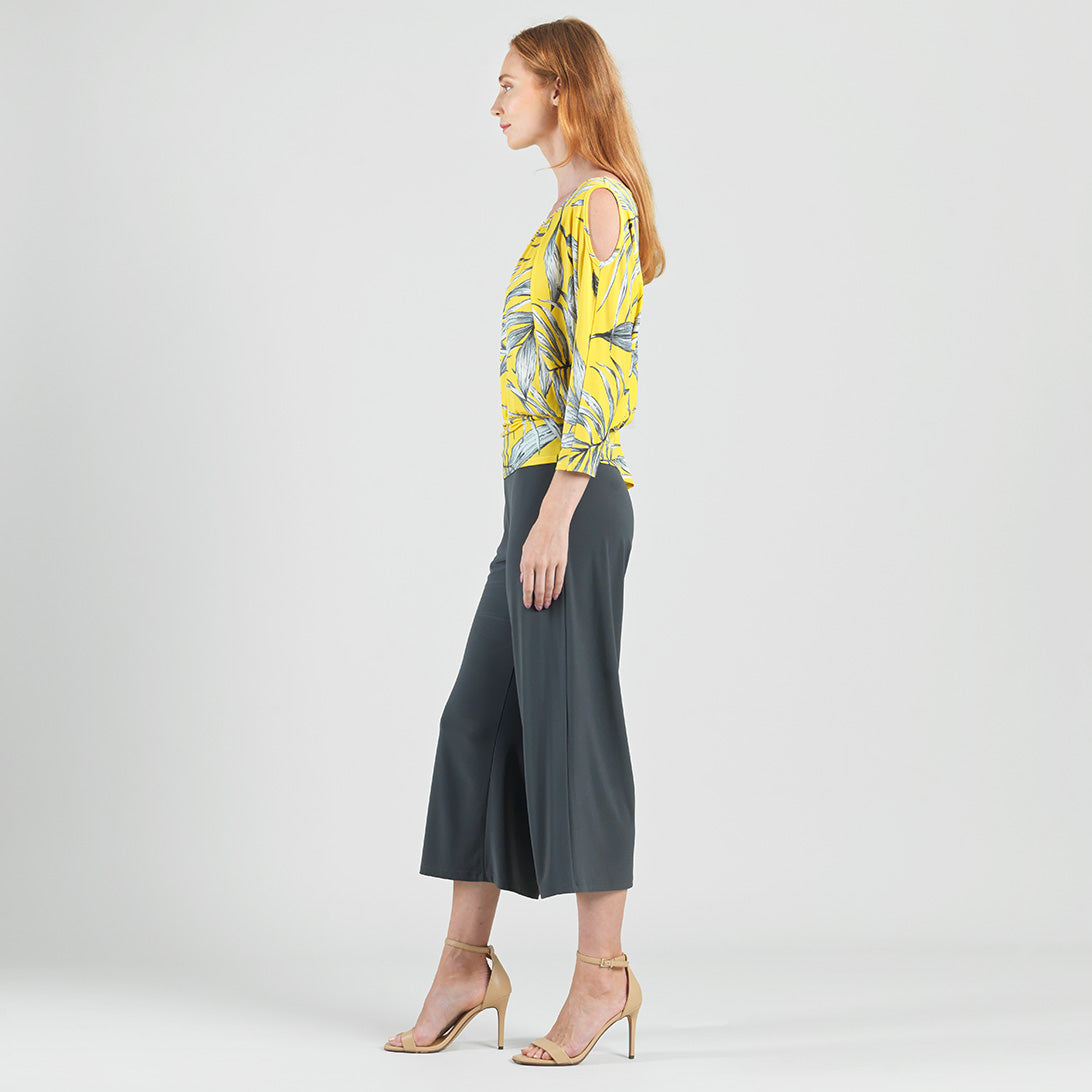 Open Shoulder Blouson Waist Top - Sunlit Palm - Final Sale | Clara Sunwoo Top Pick