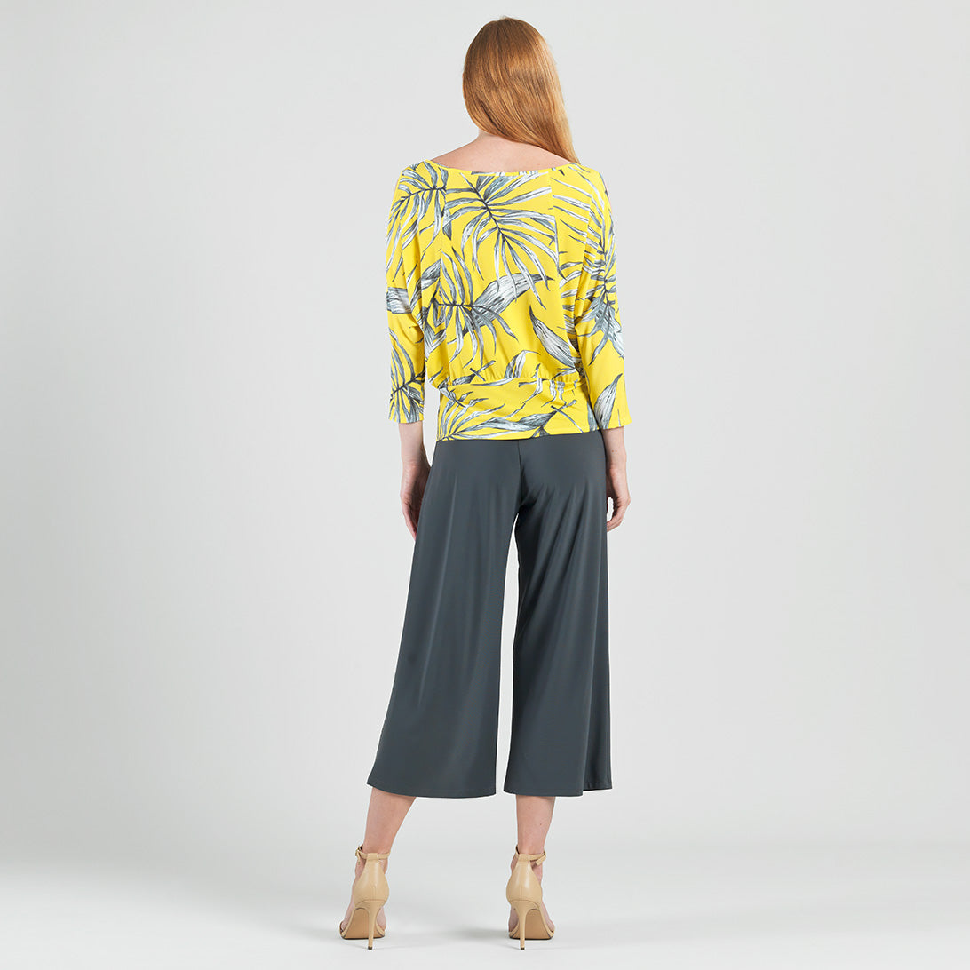 Open Shoulder Blouson Waist Top - Sunlit Palm - Final Sale | Clara Sunwoo Top Pick