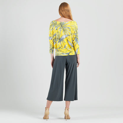 Open Shoulder Blouson Waist Top - Sunlit Palm - Final Sale | Clara Sunwoo Top Pick