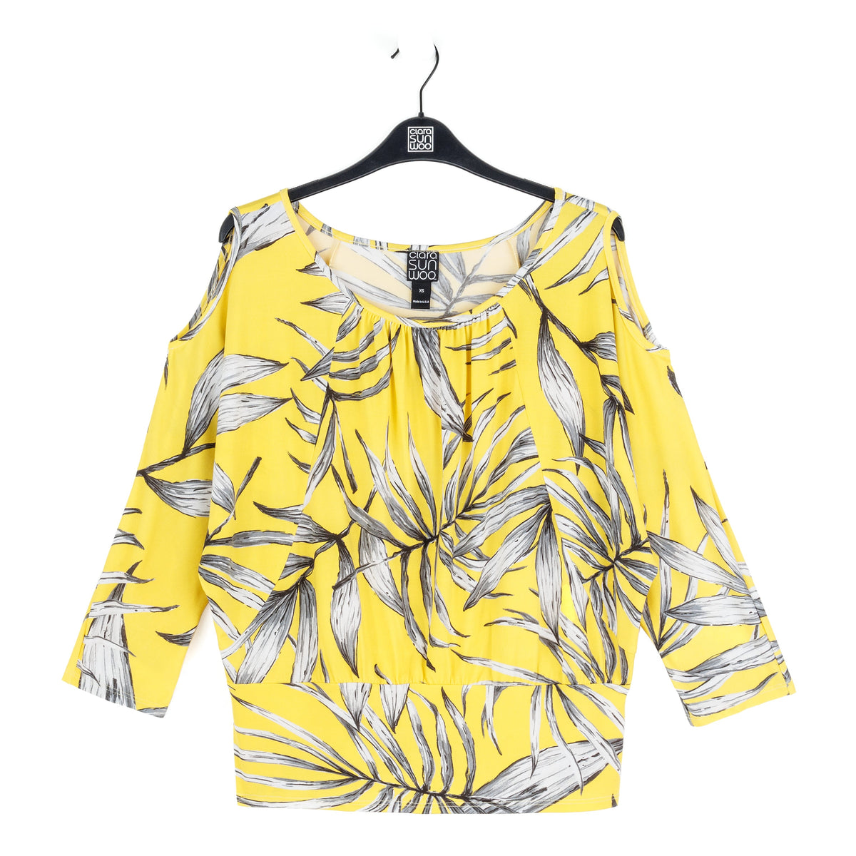Open Shoulder Blouson Waist Top - Sunlit Palm - Final Sale | Clara Sunwoo Top Pick