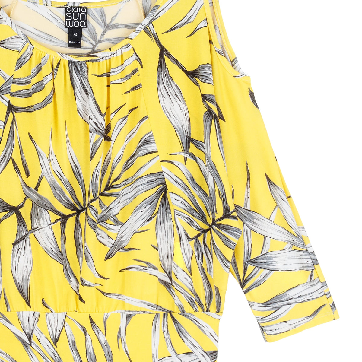 Open Shoulder Blouson Waist Top - Sunlit Palm - Final Sale | Clara Sunwoo Top Pick