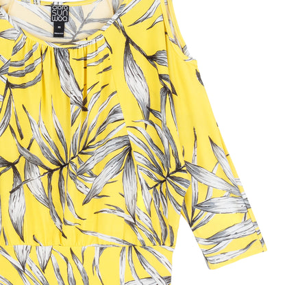 Open Shoulder Blouson Waist Top - Sunlit Palm - Final Sale | Clara Sunwoo Top Pick