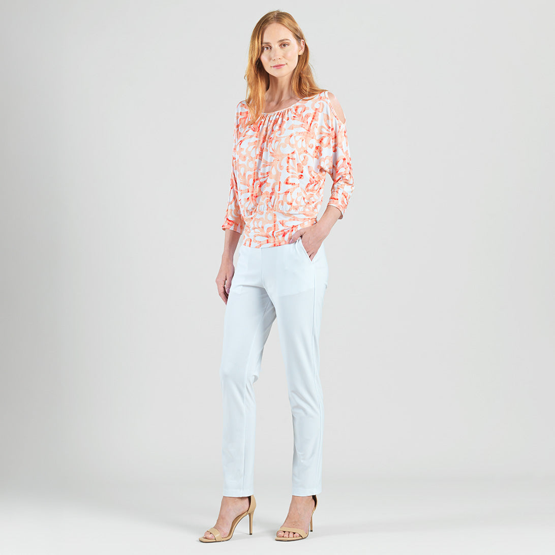 Open Shoulder Blouson Waist Top - Damask Motif - Final Sale | Clara Sunwoo Essential