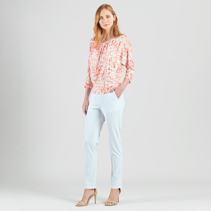 Open Shoulder Blouson Waist Top - Damask Motif - Final Sale | Clara Sunwoo Essential