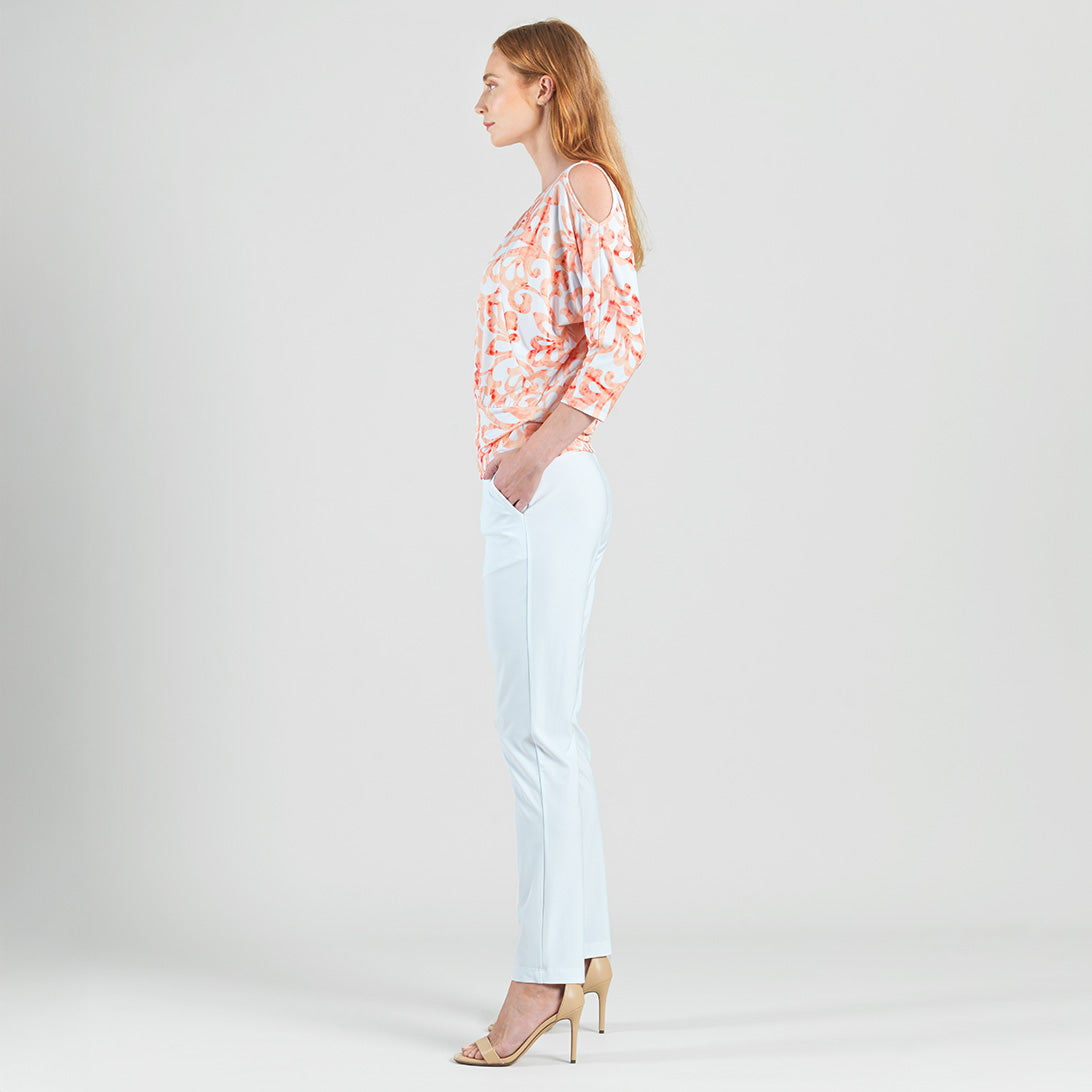 Open Shoulder Blouson Waist Top - Damask Motif - Final Sale | Clara Sunwoo Essential
