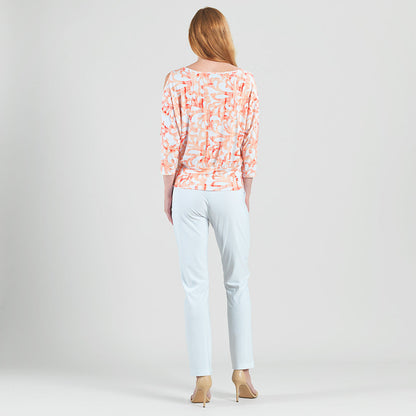 Open Shoulder Blouson Waist Top - Damask Motif - Final Sale | Clara Sunwoo Essential