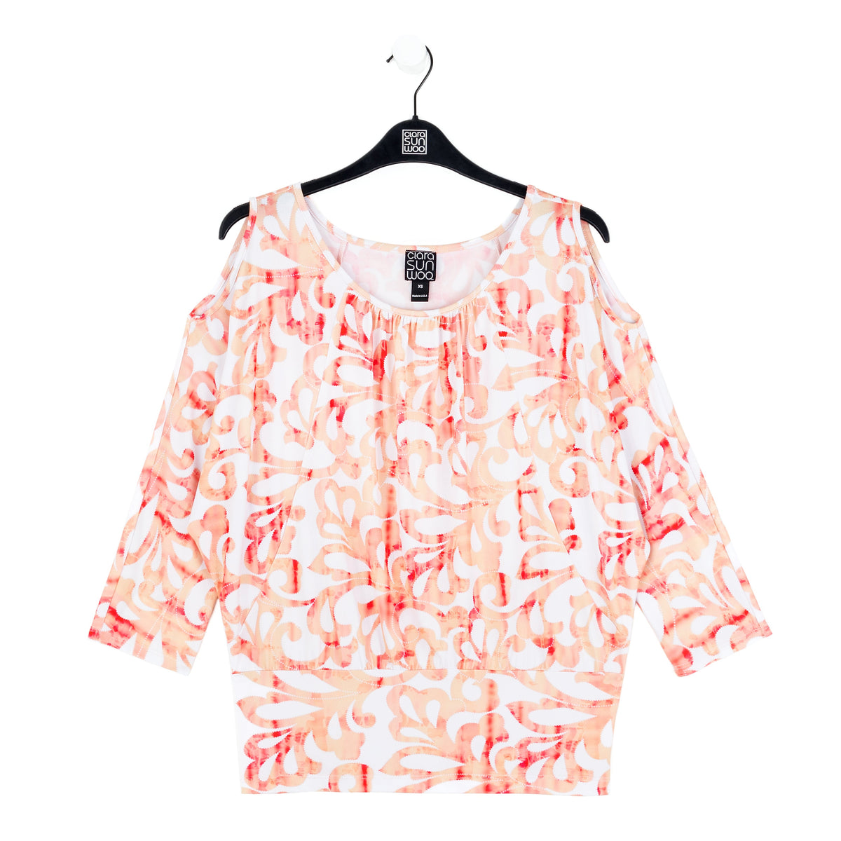 Open Shoulder Blouson Waist Top - Damask Motif - Final Sale | Clara Sunwoo Essential