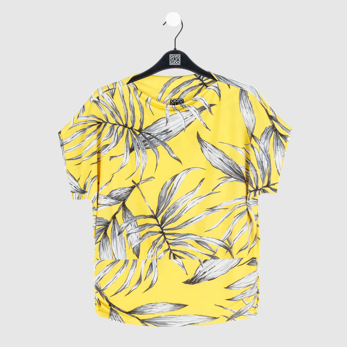 Side Ruched Boat Neck Top - Sunlit Palm - Final Sale | Clara Sunwoo Signature