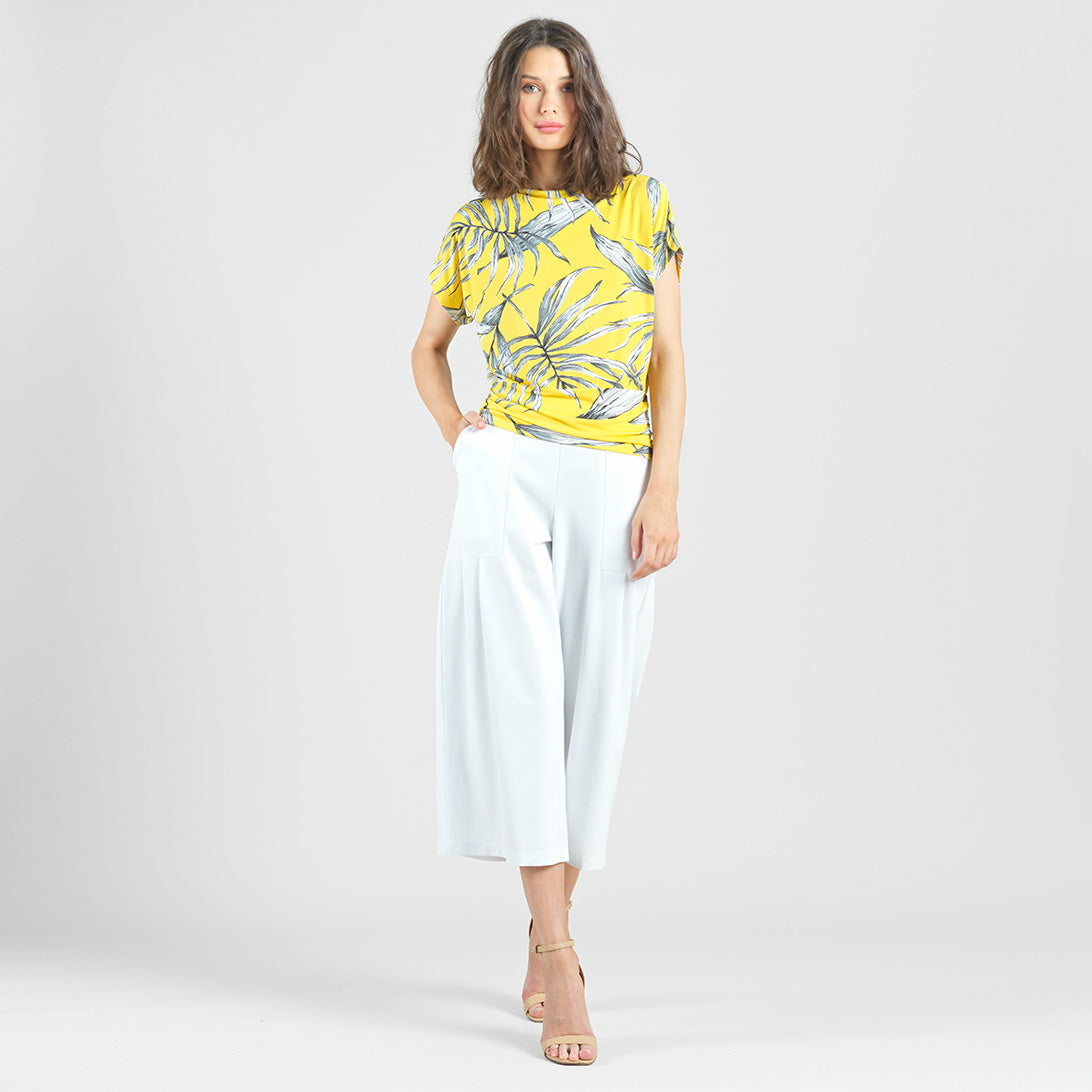 Side Ruched Boat Neck Top - Sunlit Palm - Final Sale | Clara Sunwoo Signature