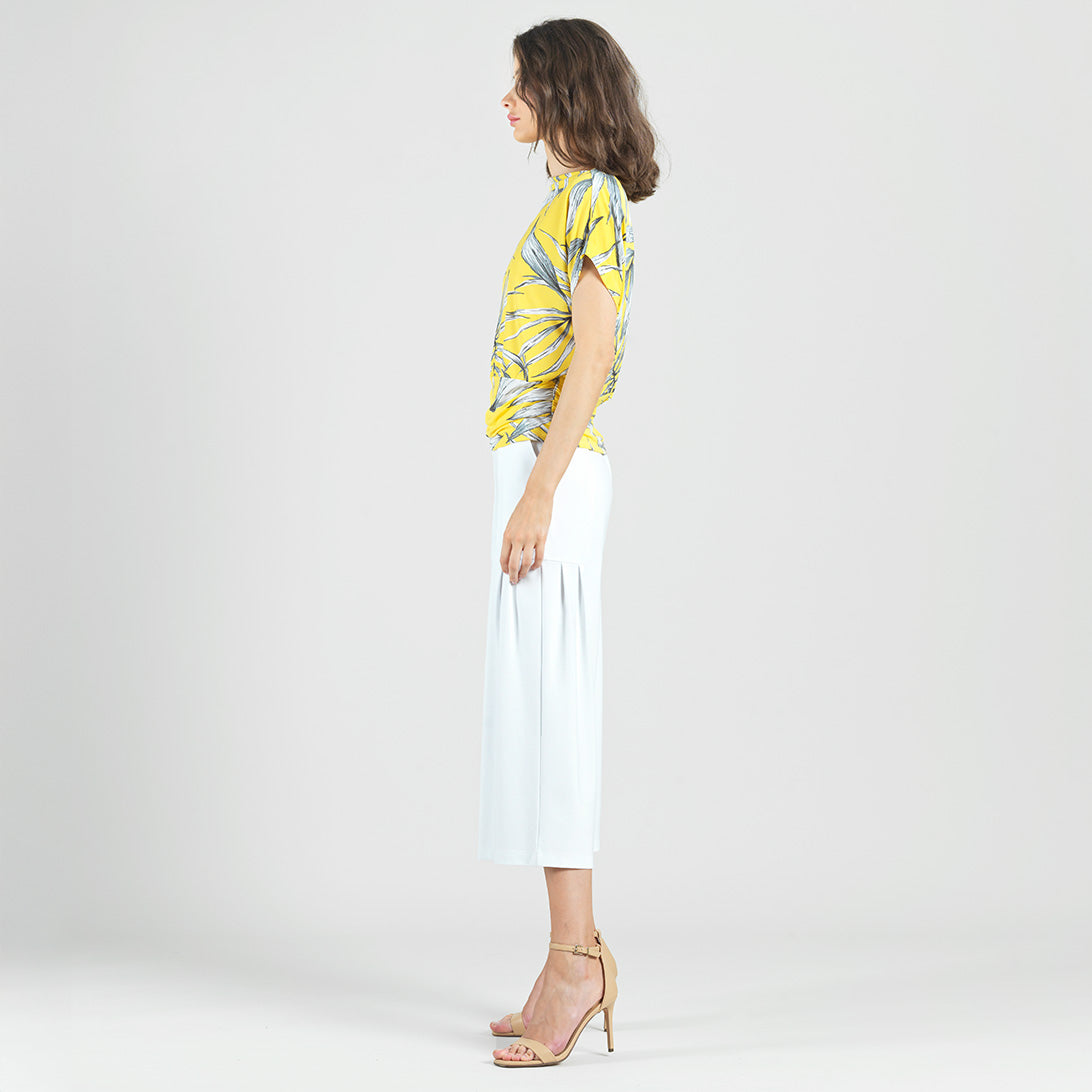Side Ruched Boat Neck Top - Sunlit Palm - Final Sale | Clara Sunwoo Signature