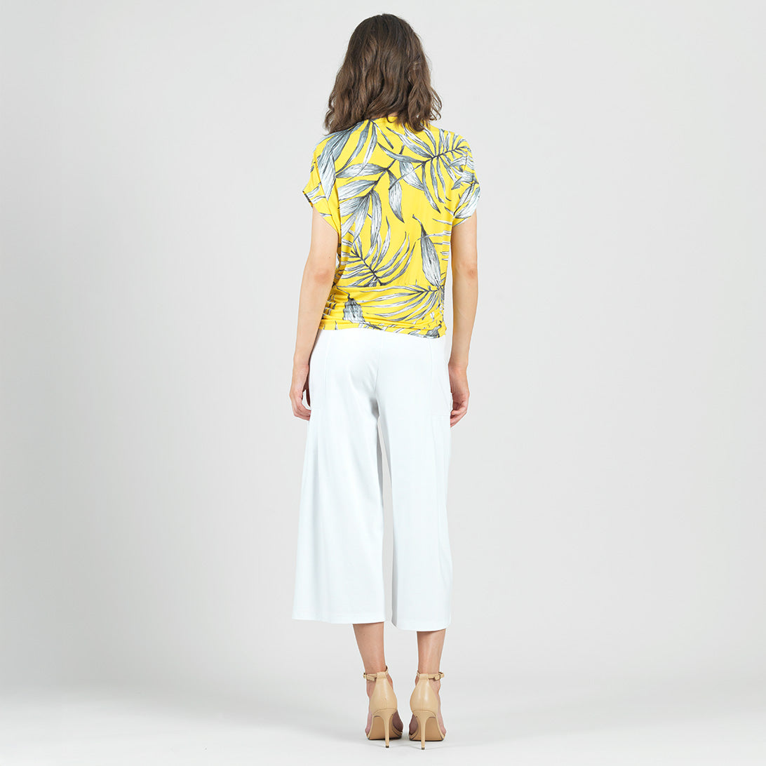 Side Ruched Boat Neck Top - Sunlit Palm - Final Sale | Clara Sunwoo Signature