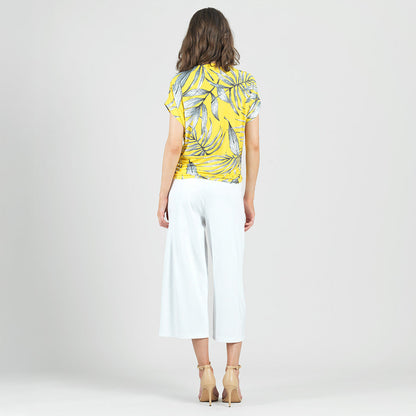 Side Ruched Boat Neck Top - Sunlit Palm - Final Sale | Clara Sunwoo Signature