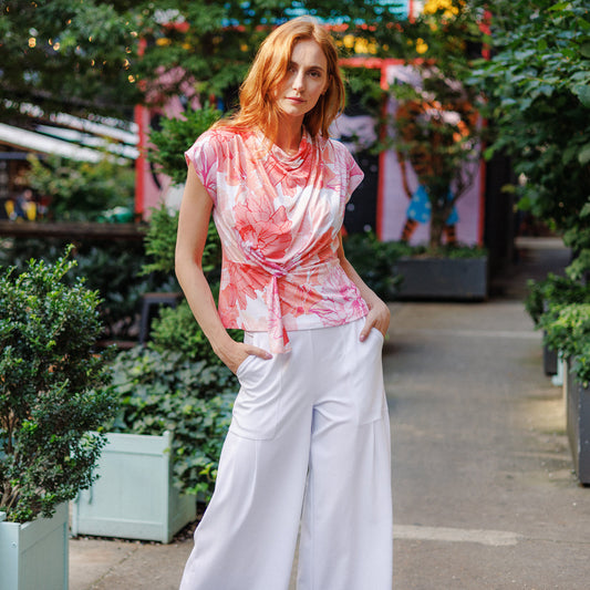 Butter Knit - Drape Neck Loop Front Top - Sunset Petals - Final Sale | Clara Sunwoo Best Price