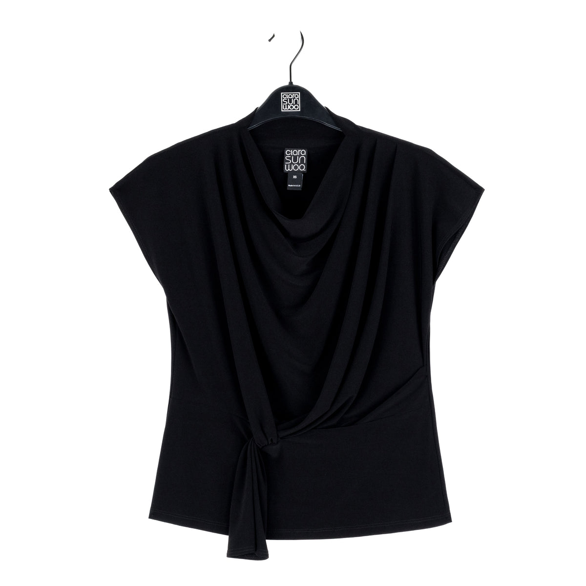 Drape Neck Loop Front Top - Black - Final Sale | Clara Sunwoo Signature