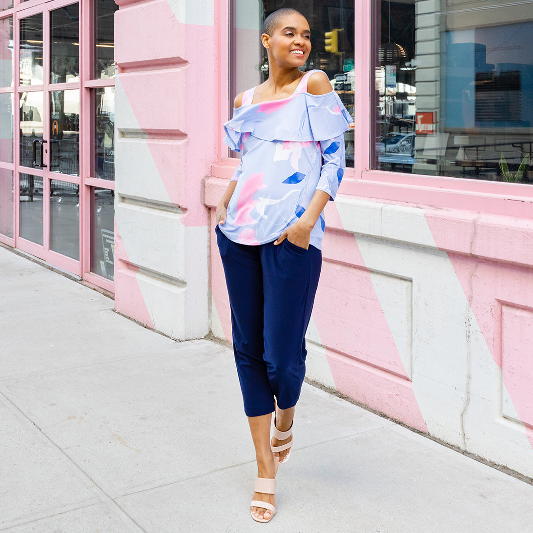 Open Shoulder Ruffle Top - Floral Sketch - Final Sale! | Clara Sunwoo Exclusive