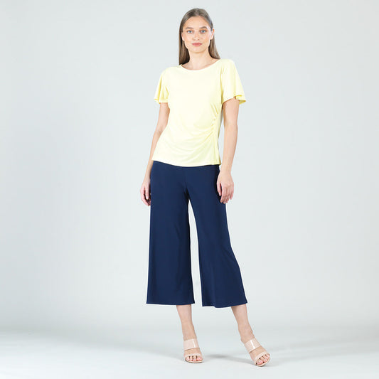 Side Cinched Flounce Sleeve Top - Yellow - Final Sale! | Clara Sunwoo Latest