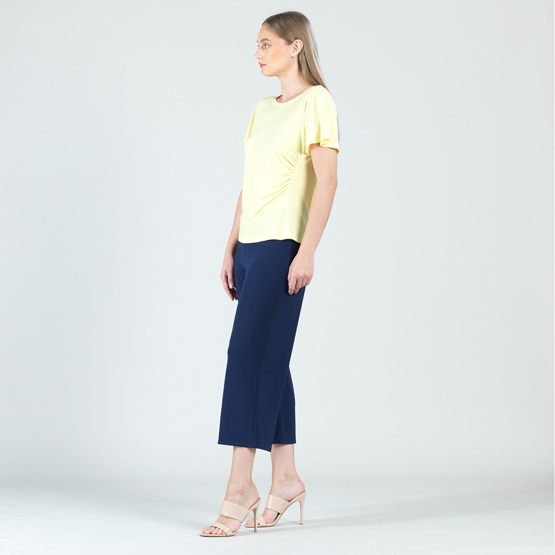 Side Cinched Flounce Sleeve Top - Yellow - Final Sale! | Clara Sunwoo Latest