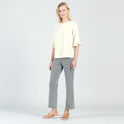 Peach Knit - Tulip Cuff Back Tie Top - Yellow - Final Sale! | Clara Sunwoo Classic