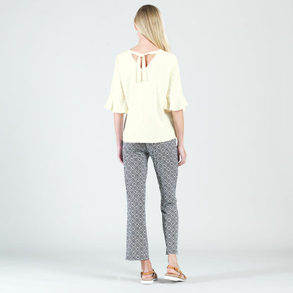 Peach Knit - Tulip Cuff Back Tie Top - Yellow - Final Sale! | Clara Sunwoo Classic