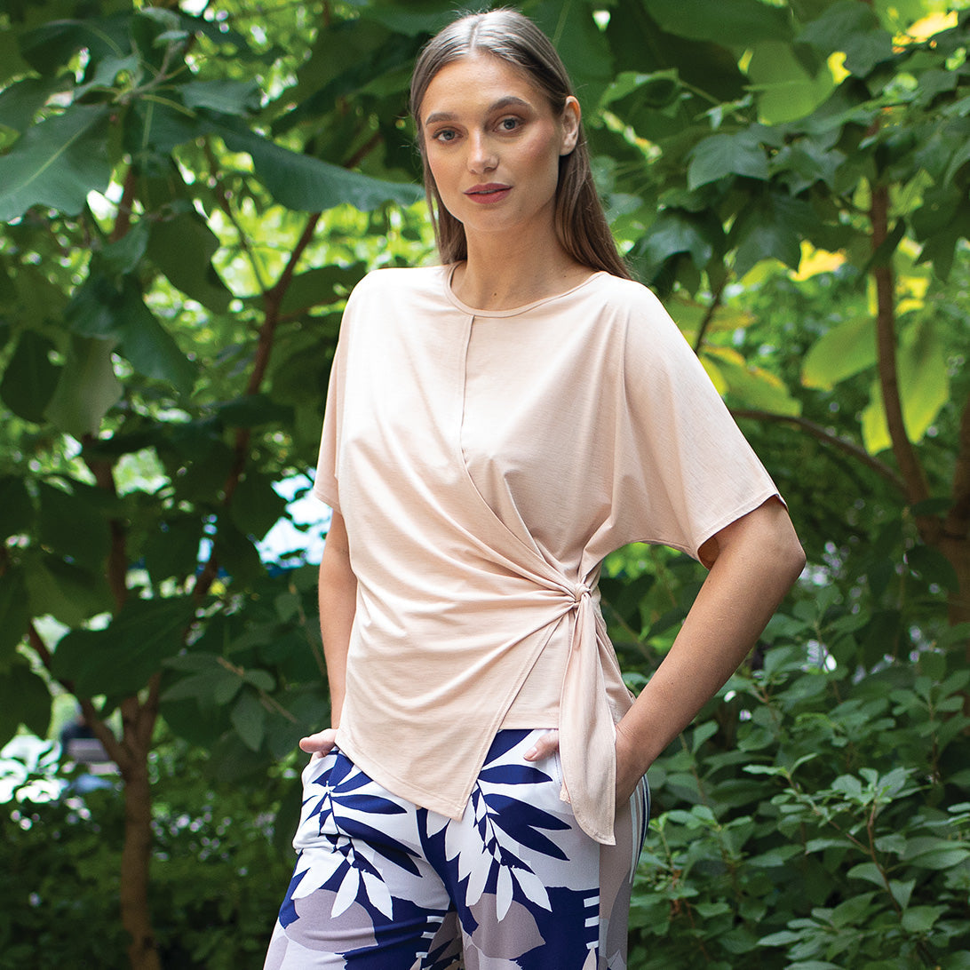 Peach Knit - Side Tie Wrap Top - Peach - Final Sale! | Clara Sunwoo Deals