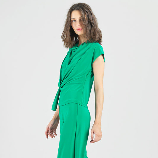 Drape Neck Loop Front Top - Emerald - Final Sale | Clara Sunwoo Recommended