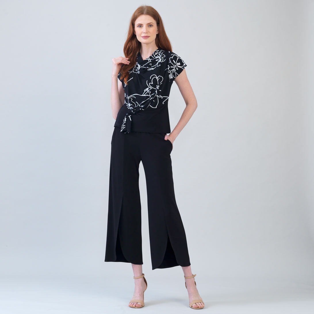 Crepe Knit - Drape Neck Loop Front Top - Blossom Sketch - Final Sale | Clara Sunwoo Sale