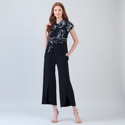 Crepe Knit - Drape Neck Loop Front Top - Blossom Sketch - Final Sale | Clara Sunwoo Sale