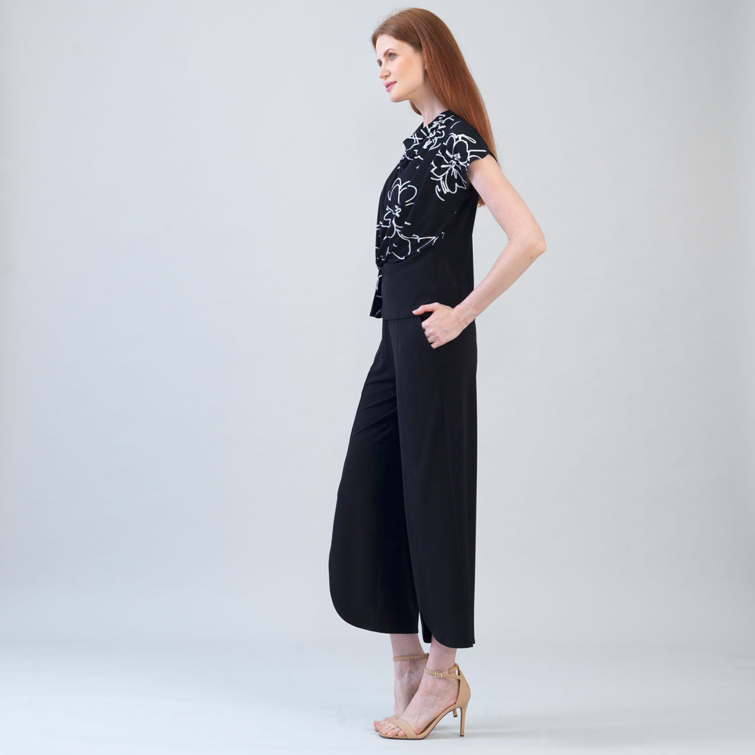 Crepe Knit - Drape Neck Loop Front Top - Blossom Sketch - Final Sale | Clara Sunwoo Sale