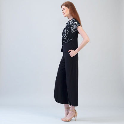 Crepe Knit - Drape Neck Loop Front Top - Blossom Sketch - Final Sale | Clara Sunwoo Sale