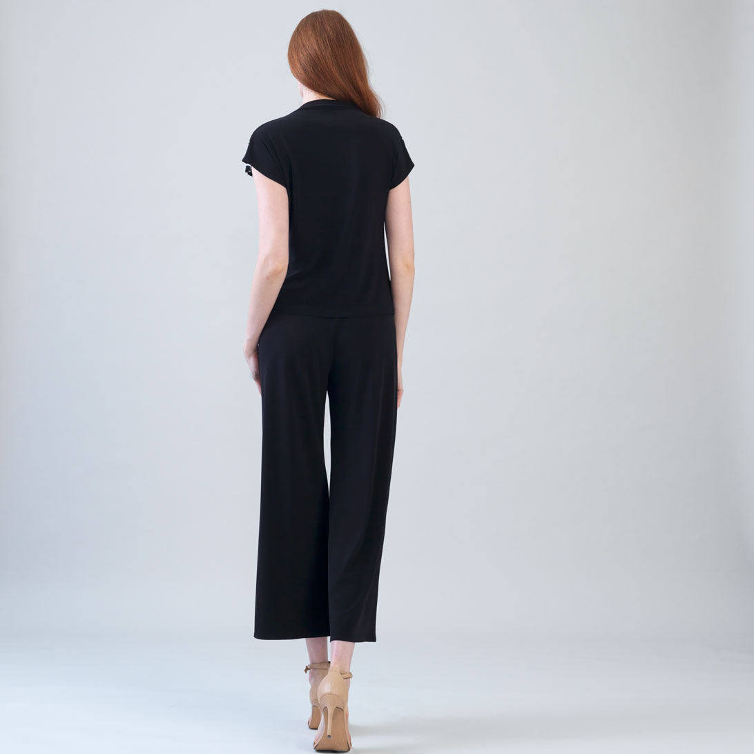 Crepe Knit - Drape Neck Loop Front Top - Blossom Sketch - Final Sale | Clara Sunwoo Sale