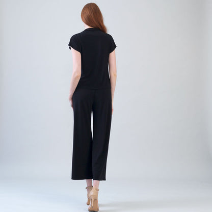 Crepe Knit - Drape Neck Loop Front Top - Blossom Sketch - Final Sale | Clara Sunwoo Sale