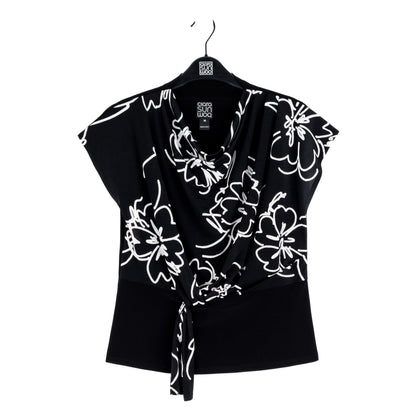 Crepe Knit - Drape Neck Loop Front Top - Blossom Sketch - Final Sale | Clara Sunwoo Sale