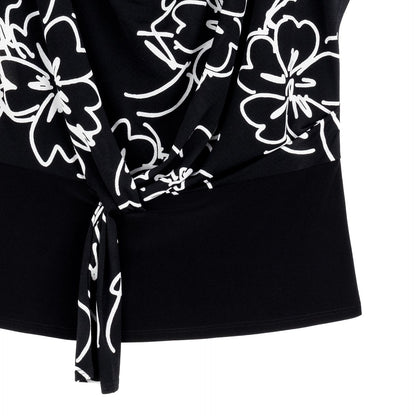 Crepe Knit - Drape Neck Loop Front Top - Blossom Sketch - Final Sale | Clara Sunwoo Sale