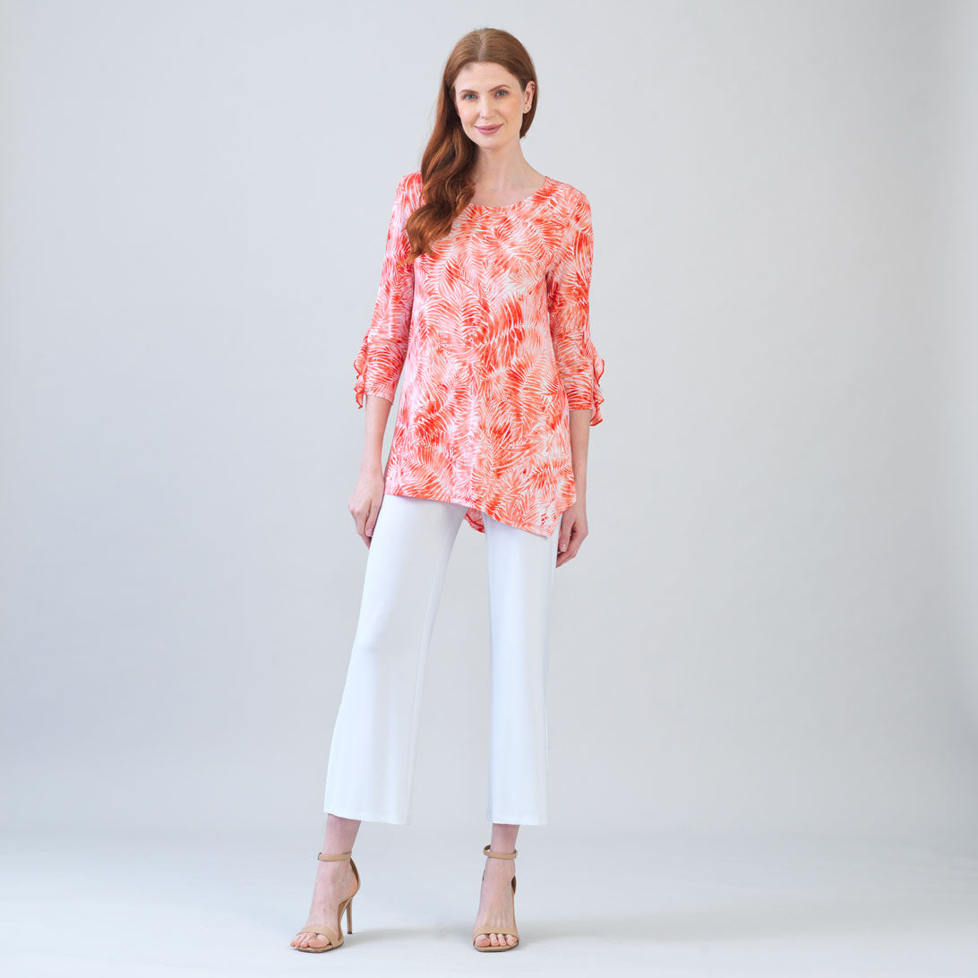 Light Knit - Flutter Cuff Angle Vent Tunic - Palm Branch-Coral - Final Sale! | Clara Sunwoo Latest