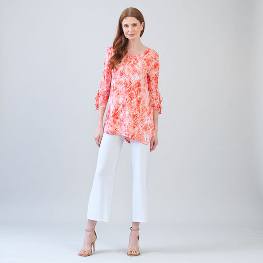 Light Knit - Flutter Cuff Angle Vent Tunic - Palm Branch-Coral - Final Sale! | Clara Sunwoo Latest