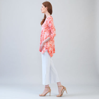 Light Knit - Flutter Cuff Angle Vent Tunic - Palm Branch-Coral - Final Sale! | Clara Sunwoo Latest