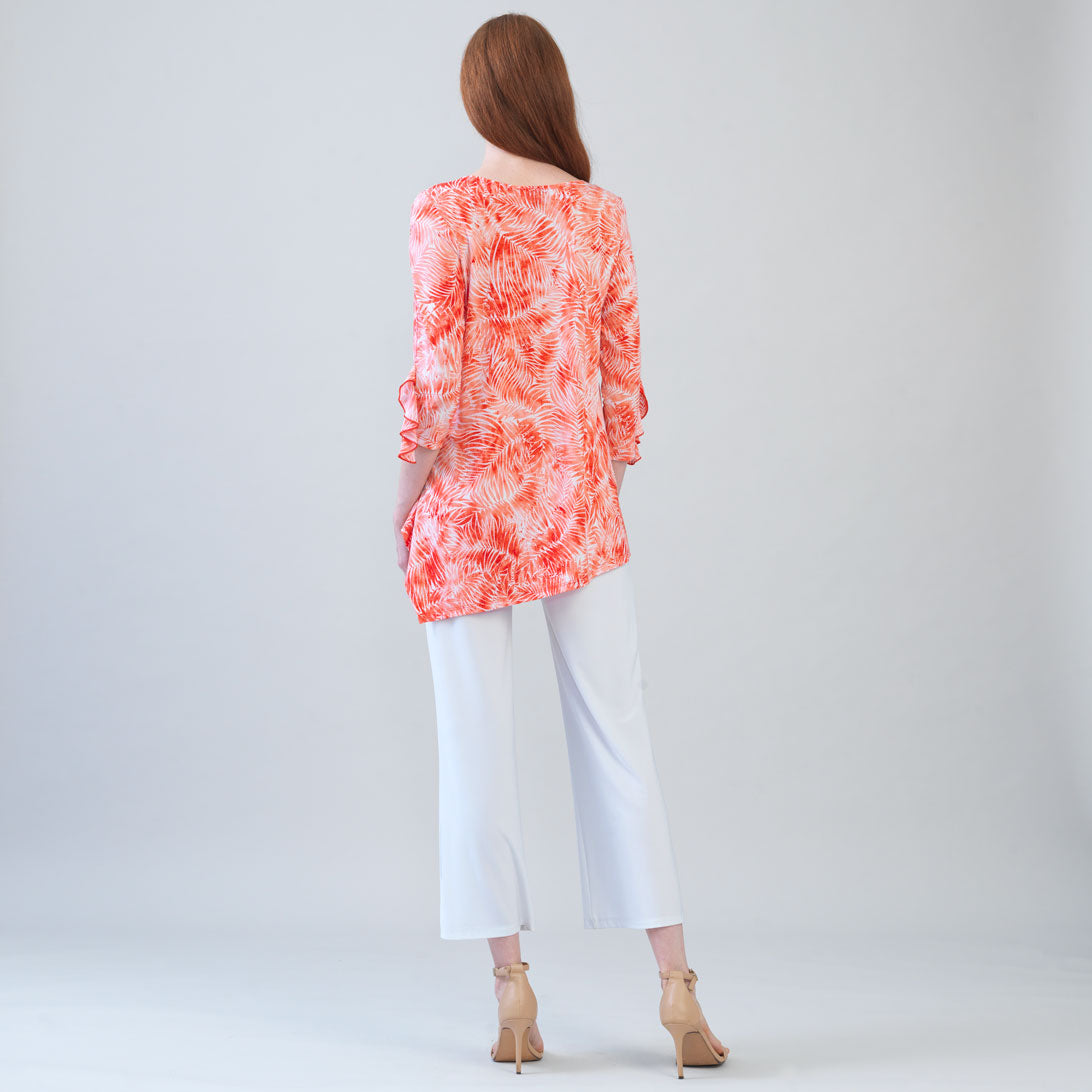 Light Knit - Flutter Cuff Angle Vent Tunic - Palm Branch-Coral - Final Sale! | Clara Sunwoo Latest