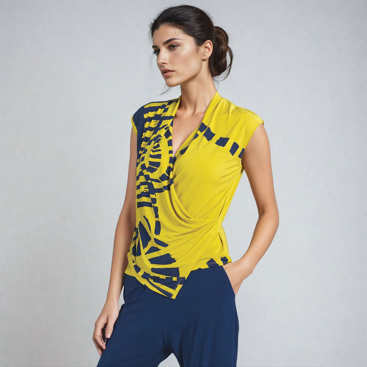 Crossover Faux Wrap Top - Track Line - Final Sale | Clara Sunwoo Sale