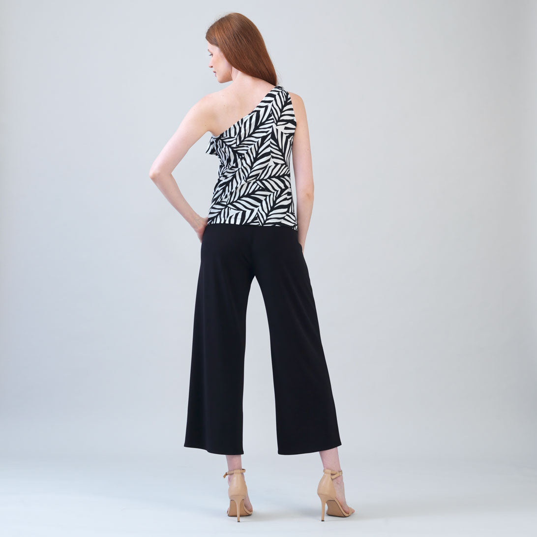 Ribbon One Shoulder Ruffle Neckline Top - Leaf Stripe - Final Sale! | Clara Sunwoo Popular