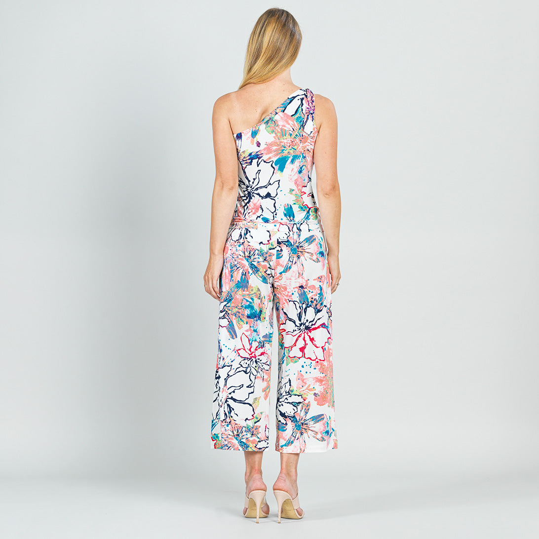 Butter Knit - Ribbon One Shoulder Ruffle Neckline Top - Water Floral - Final Sale! | Clara Sunwoo Top Pick