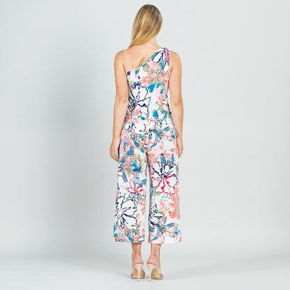 Butter Knit - Ribbon One Shoulder Ruffle Neckline Top - Water Floral - Final Sale! | Clara Sunwoo Top Pick