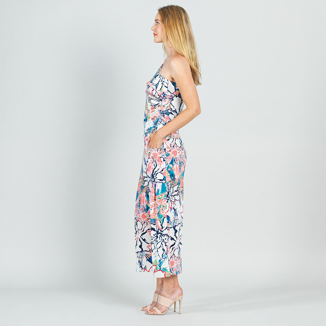 Butter Knit - Ribbon One Shoulder Ruffle Neckline Top - Water Floral - Final Sale! | Clara Sunwoo Top Pick