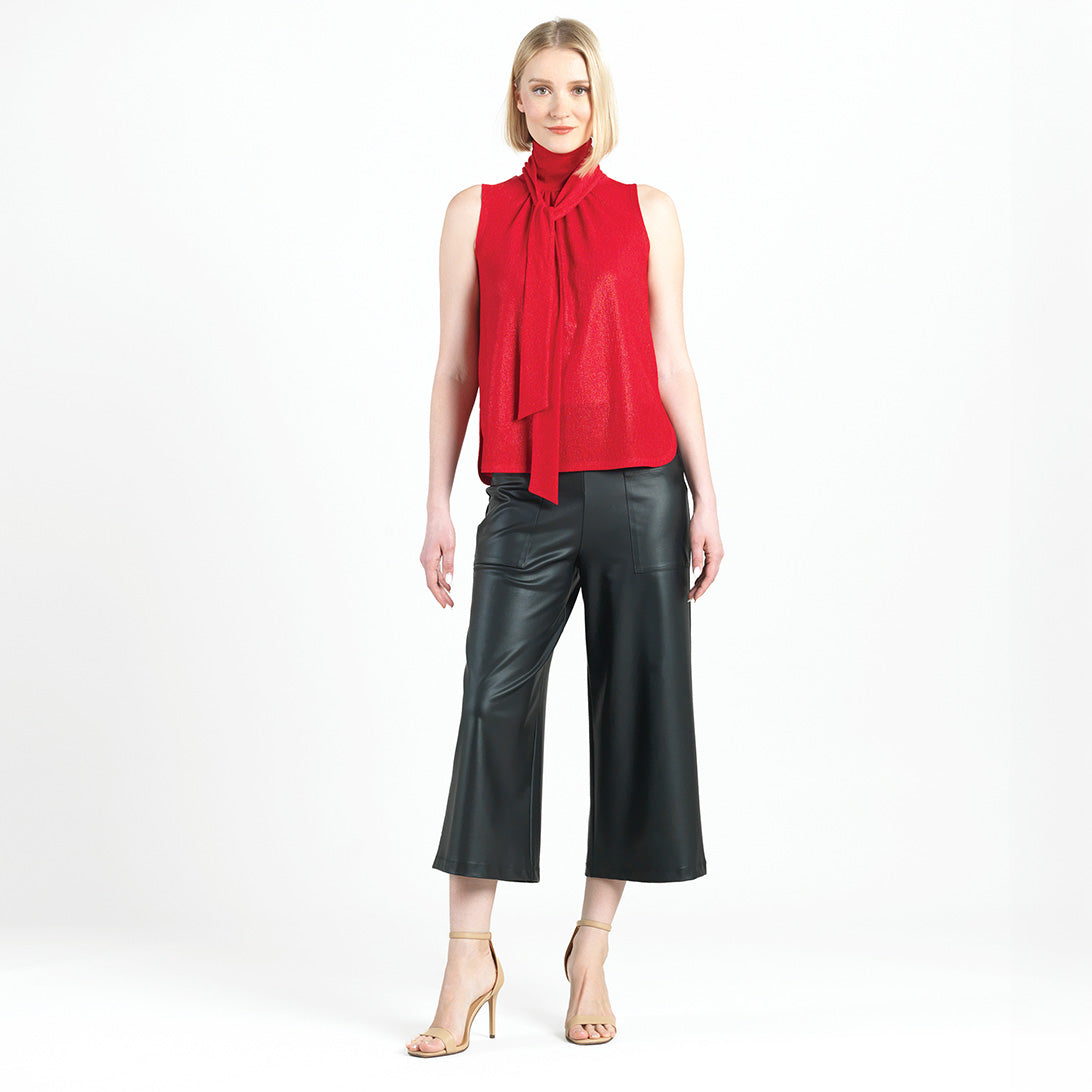 Glimmer Speck - Mock Neck-Tie Detail Top - Red - Final Sale! | Clara Sunwoo Latest
