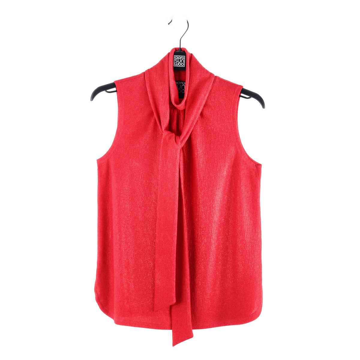 Glimmer Speck - Mock Neck-Tie Detail Top - Red - Final Sale! | Clara Sunwoo Latest