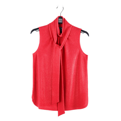 Glimmer Speck - Mock Neck-Tie Detail Top - Red - Final Sale! | Clara Sunwoo Latest